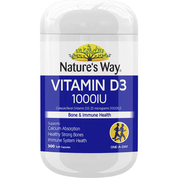 Nature's Way Vitamin D3 1000IU Soft Capsules 300 pack - Supports immune health, bone strength, and overall wellness with high-quality Vitamin D3 in easy-to-swallow softgel form.