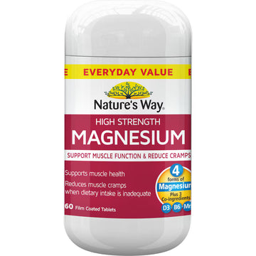 Nature's Way High Strength Magnesium 60 pack supplement bottle – supports muscle health, energy production, and relaxation