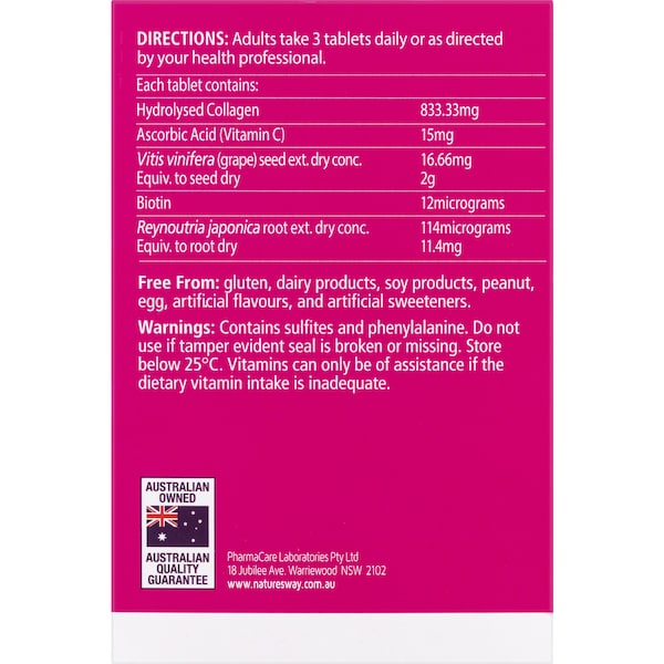 Nature's Way Beauty Collagen Tablets 120 pack — premium collagen supplement for skin, hair, and nails support.