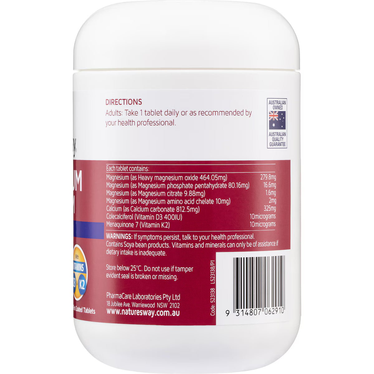 Nature’s Way Magnesium + Calcium Muscle & Bones 150 tablets bottle — dietary supplement supporting bone strength and muscle function.