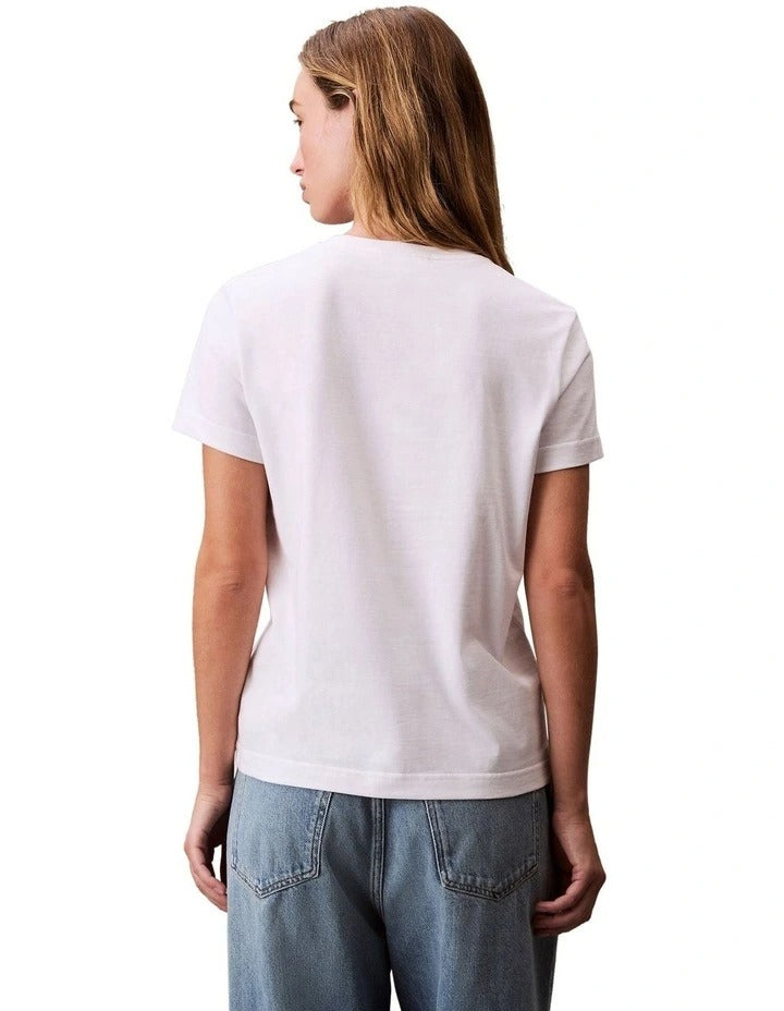 Calvin Klein Jeans Archive Logo T-Shirt in Brilliant White, view 2