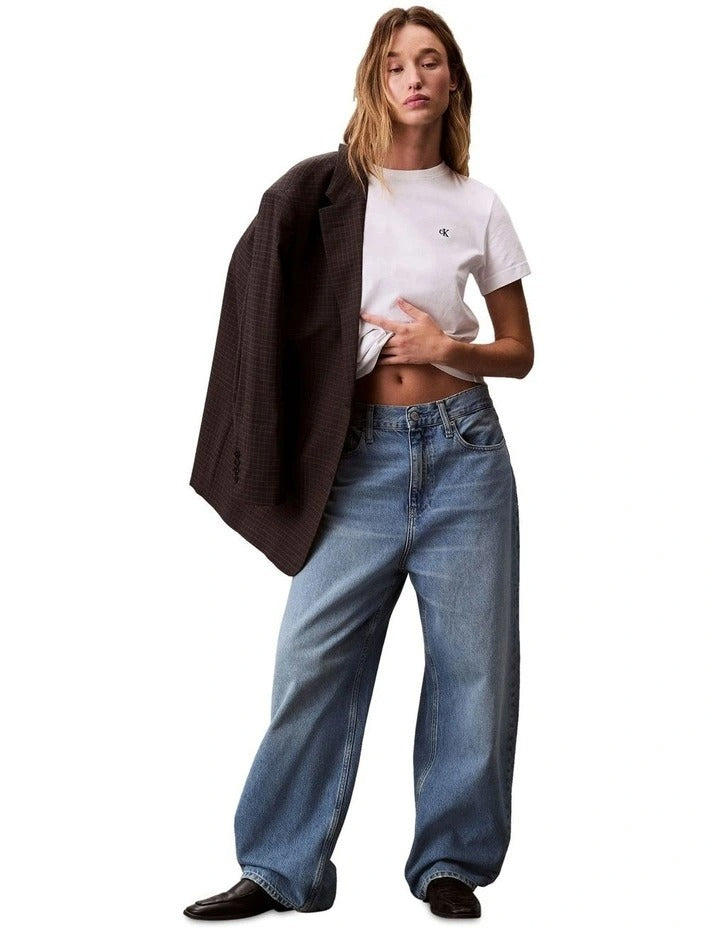 Calvin Klein Jeans Archive Logo T-Shirt in Brilliant White, view 5