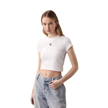 Calvin Klein Jeans Ribbed Baby Tee in White