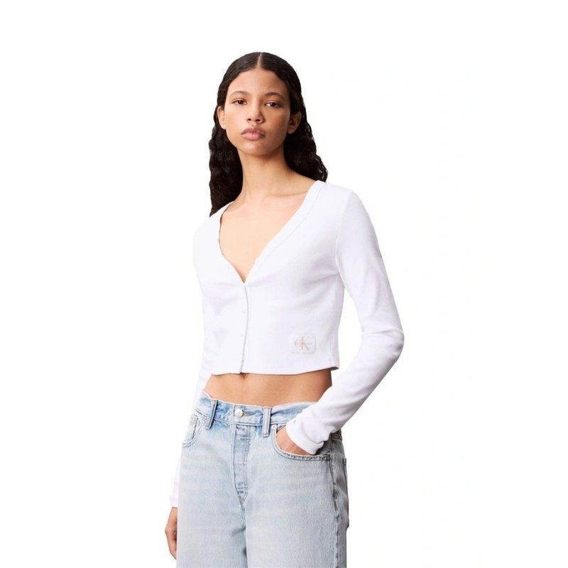 Cotton Graphic Pullover in white by Calvin Klein