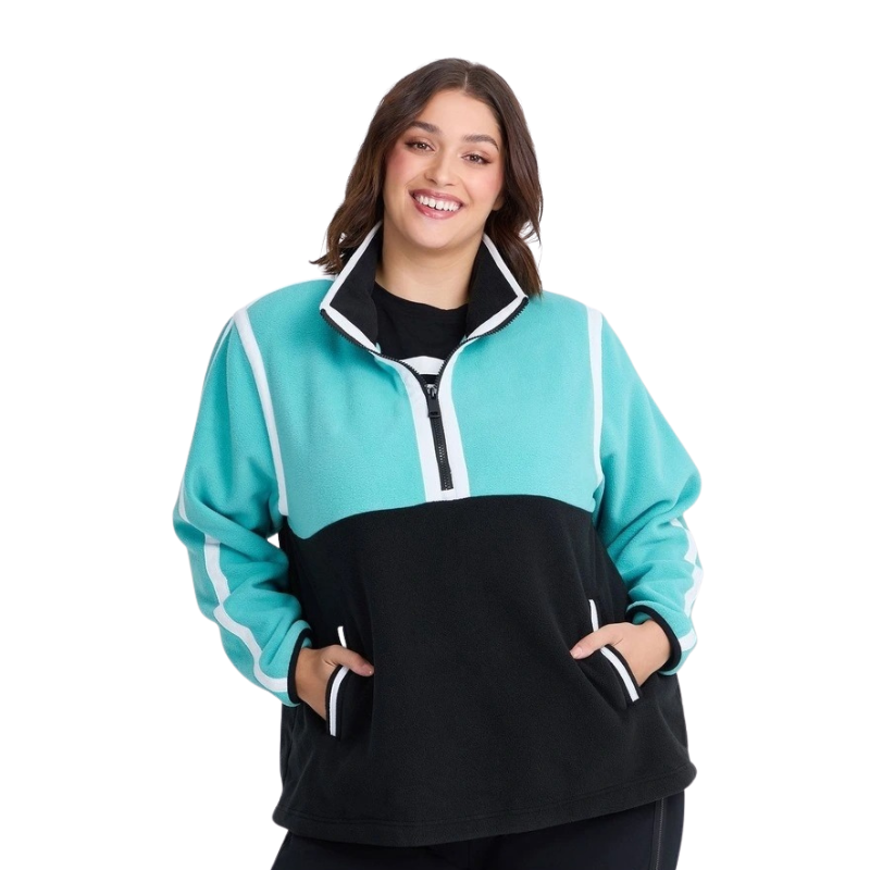 Taking Shape Active Polar Fleece Top Black/aruba Blue, view 1