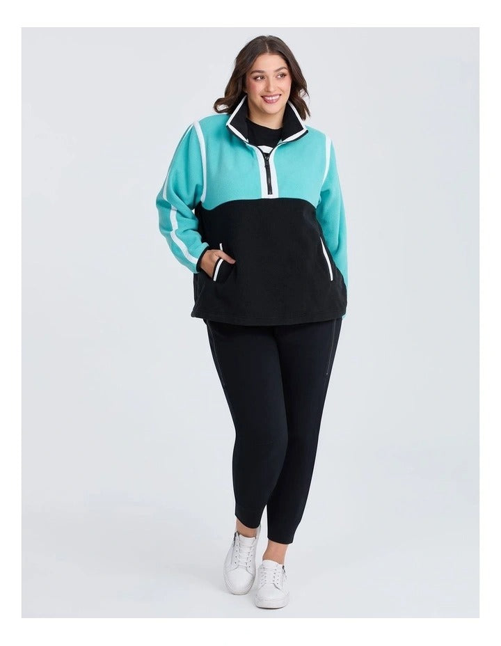 Taking Shape Active Polar Fleece Top Black/aruba Blue, view 2