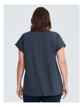 Taking Shape Cotton Active Graphic T-Shirt Graphite – plus size women’s tee with California print, round neck, short sleeves and knit side trim
