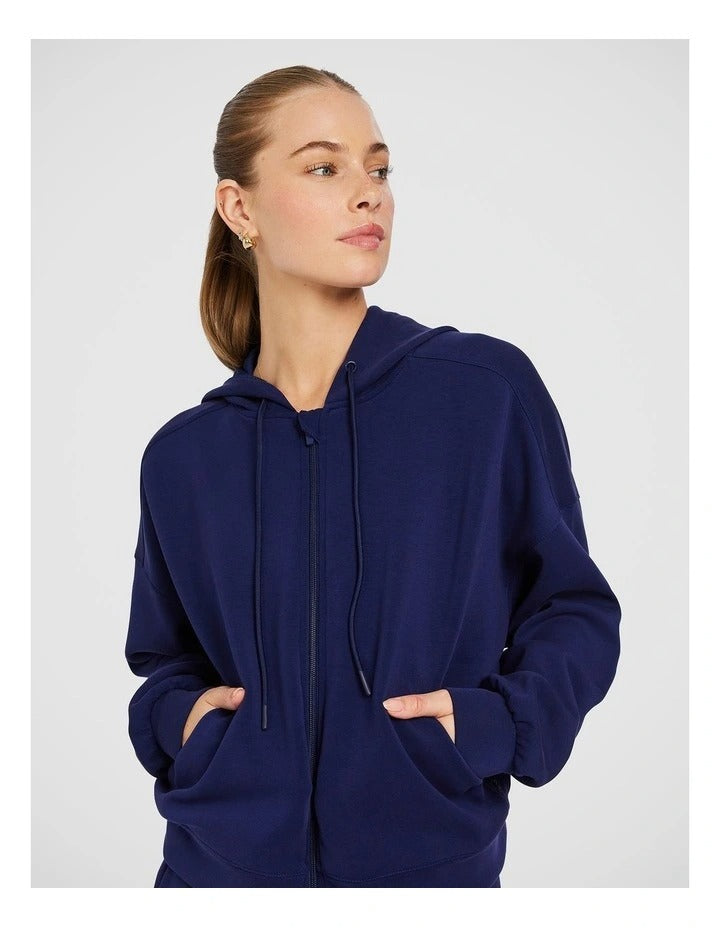 Rockwear Travel Zip Through Hoodie in Blue, view 4