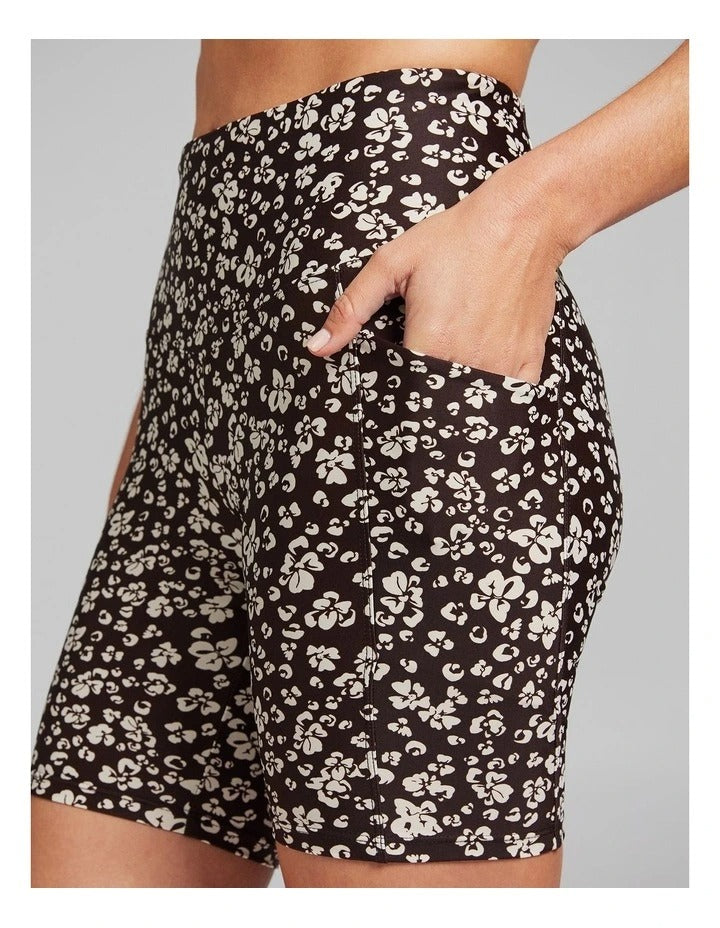 Rockwear multi-print bike shorts for women with high rise