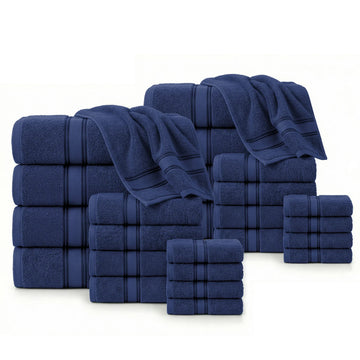 24 Piece 100% Cotton Towel Set 550GSM - Navy