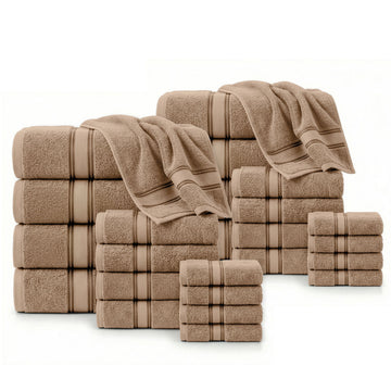 24 Piece 100% Cotton Towel Set 550GSM - Taupe