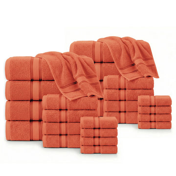 24 Piece 100% Cotton Towel Set 550GSM - Tigerlily