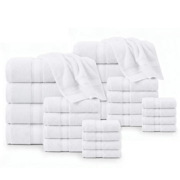 24 Piece 100% Cotton Towel Set 550GSM - White