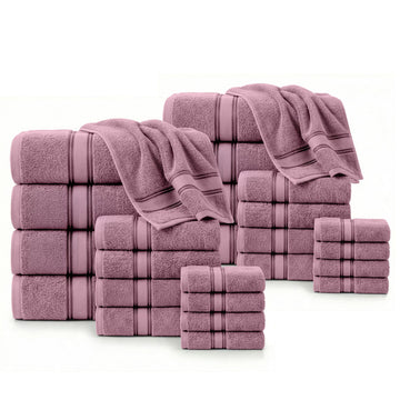 24 Piece 100% Cotton Towel Set 550GSM - Wishful Mauve