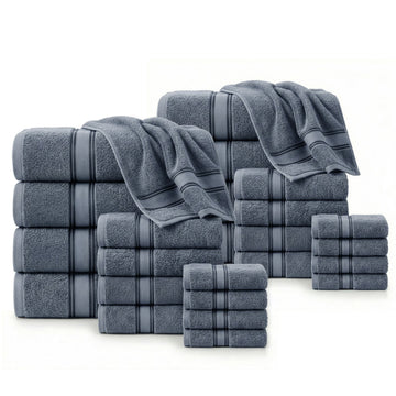 24 Piece 100% Cotton Towel Set 550GSM - Grey