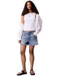 Calvin Klein Jeans white ribbed cotton tank top with slim fit, scoop neck, sleeveless design and woven monogram logo patch