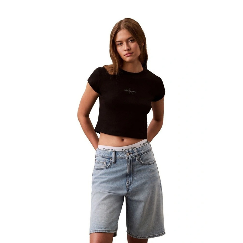 Calvin Klein Jeans Monogram Baby Tee Black Front View