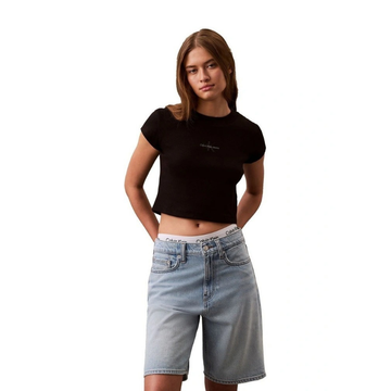 Calvin Klein Jeans Monogram Baby Tee Black Front View