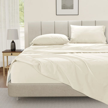 100% Cotton Percale Sheet Set - Ivory