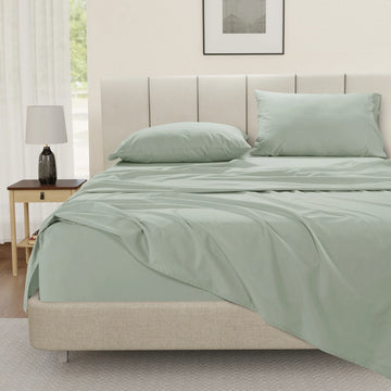 100% Cotton Percale Sheet Set- Mineral