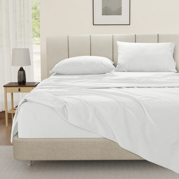100% Cotton Percale Sheet Set - White