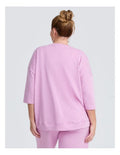 Taking Shape Patch Pocket Sweat in Lilac – plus size cotton-blend top with oversized patch pockets, round neckline, and relaxed fit