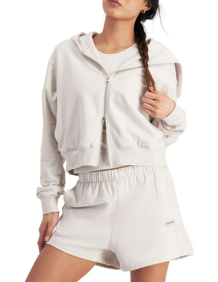 Bonds  Move Double Zip Hoodie in White Banksia, view 6