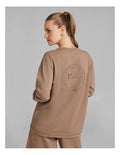 Rockwear Heavyweight Oversize Long Sleeve Tee in Caramel, offering relaxed fit and full-length comfort.