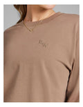 Rockwear Heavyweight Oversize Long Sleeve Tee in Caramel, offering relaxed fit and full-length comfort.