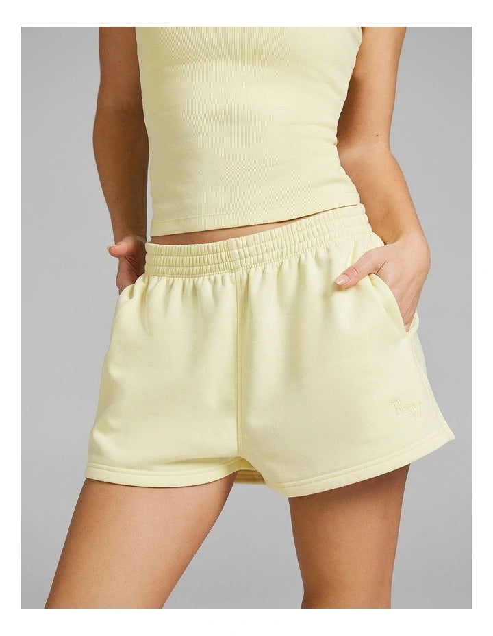 Rockwear Cosy Fleece Shorts in Yellow, view 3