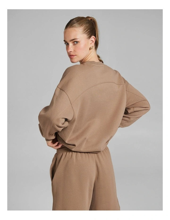 Rockwear Fleece Crew Sweater in Caramel for Men