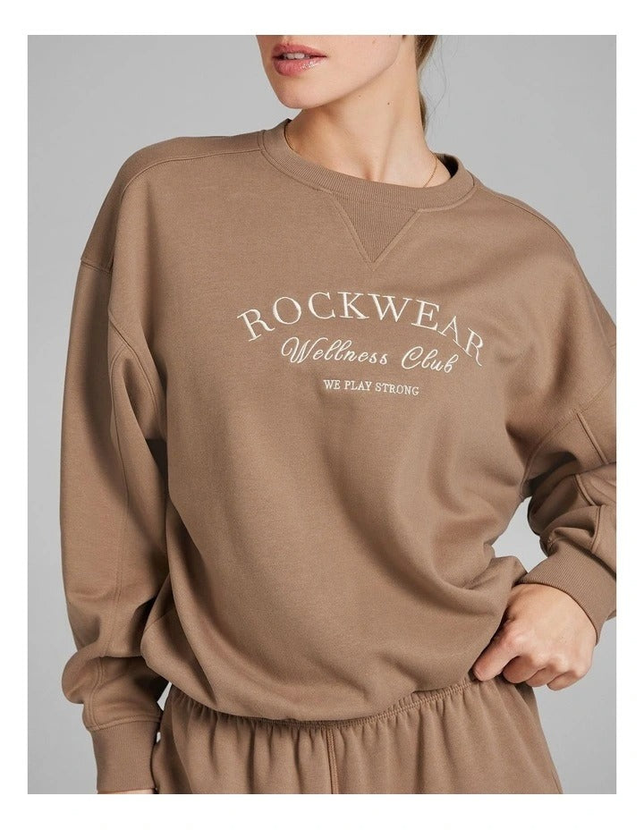 Rockwear Cosy Fleece Crew Sweater in Caramel for Women