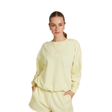 “Rockwear fleece crewneck sweater in sunflower yellow”