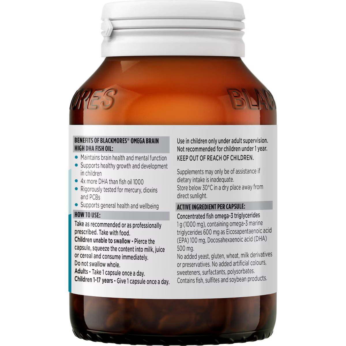 Blackmores Omega Brain High DHA Fish Oil 60 pack, view 3