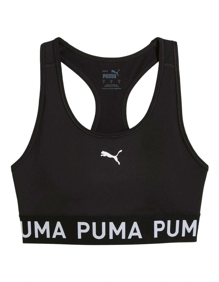 Puma 4Keeps Strong Bra for women with drycell technology, racerback straps, and branded elastic waistband