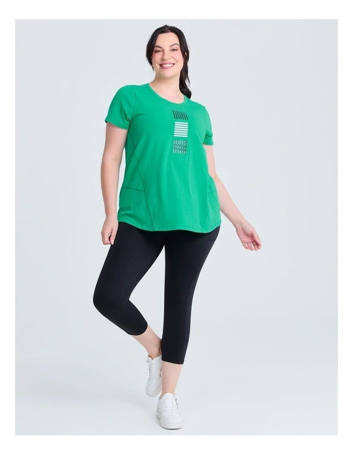 Taking Shape Cotton Active Graphic T-shirt in Lush Green, view 3