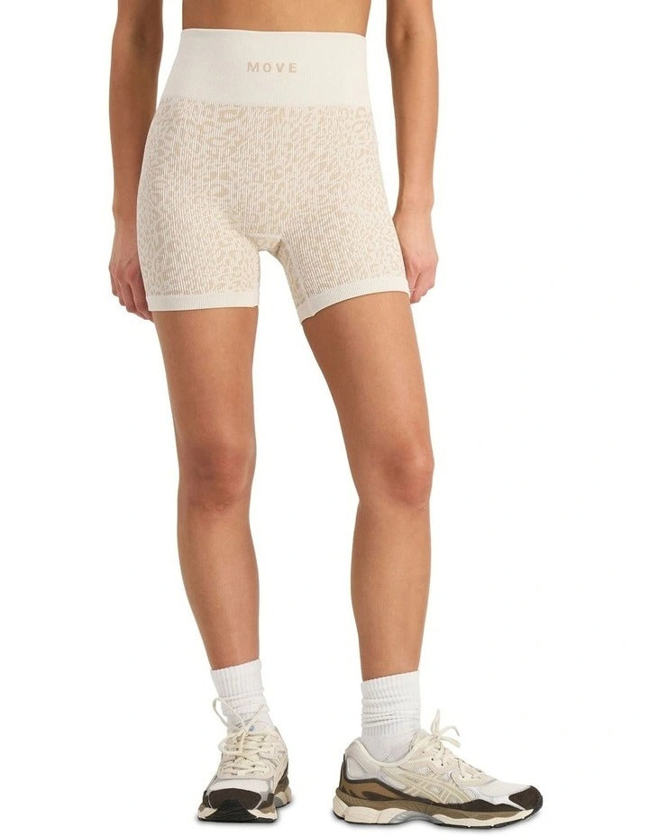 Bonds Move Rib Seamless Midi Short in Tan, view 6