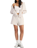 Bonds Move Short with high waist and relaxed fit in soft cotton elastane, casual comfy shorts featuring elastic waistband and drawcords
