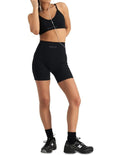 Move Rib Seamless Crop Bra with vee neckline, ribbed stretch fabric, removable cups, and underbust elastic for low impact support
