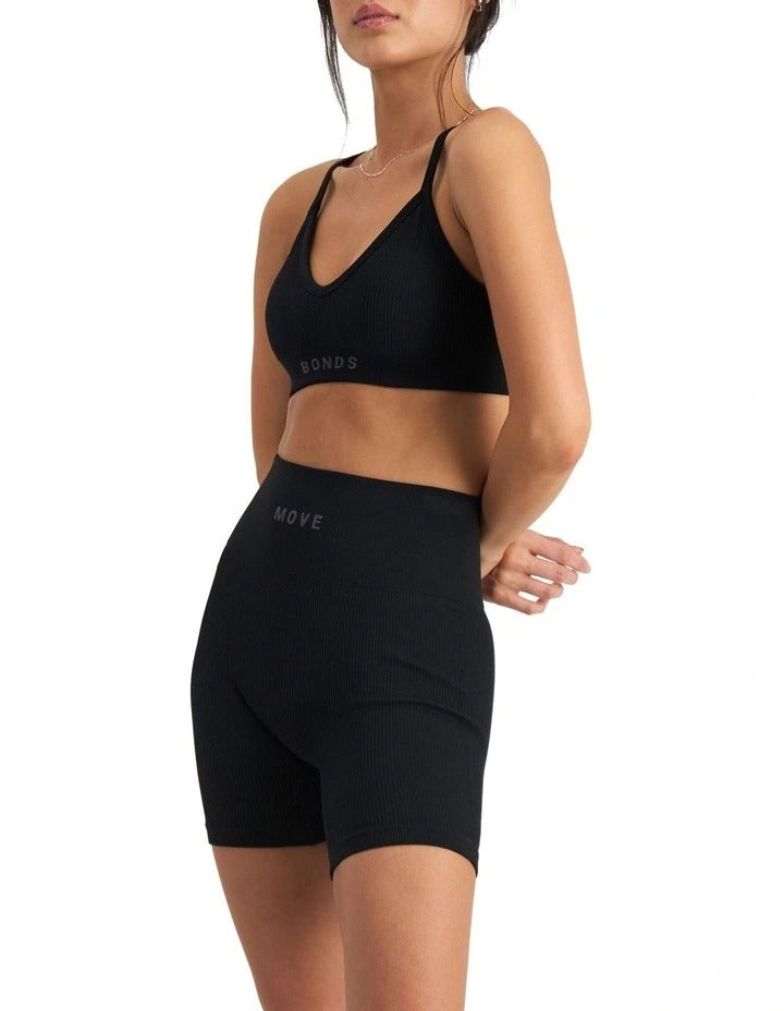 Bonds Move Rib Seamless Crop Bra in Black, view 7