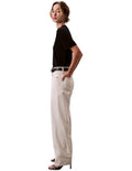 Calvin Klein women’s mock neck top in lyocell cotton blend with ribbed trims, classic fit, and signature logo.