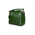 Elegant green leather handbag with gold-tone hardware — LeatherLuxe women’s shoulder bag made from premium genuine leather, ideal for everyday style and fashion.