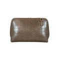 LeatherLuxe Khaki Crocodile-Style Leather Clutch and Shoulder Bag – Elegant Crossbody Handbag for Women