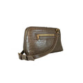 LeatherLuxe Khaki Crocodile-Style Leather Clutch and Shoulder Bag – Elegant Crossbody Handbag for Women