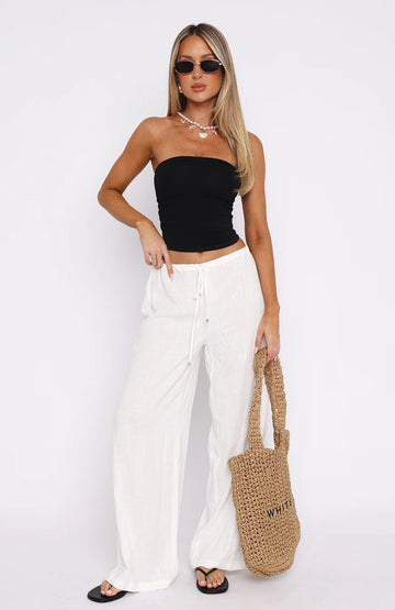 Burning Love Linen Pants White | Women's Wide Leg Linen Pants
