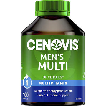 Cenovis Men’s Once Daily Multivitamin Capsules 100 Pack — daily men’s health supplement supporting energy, immunity, and wellbeing.