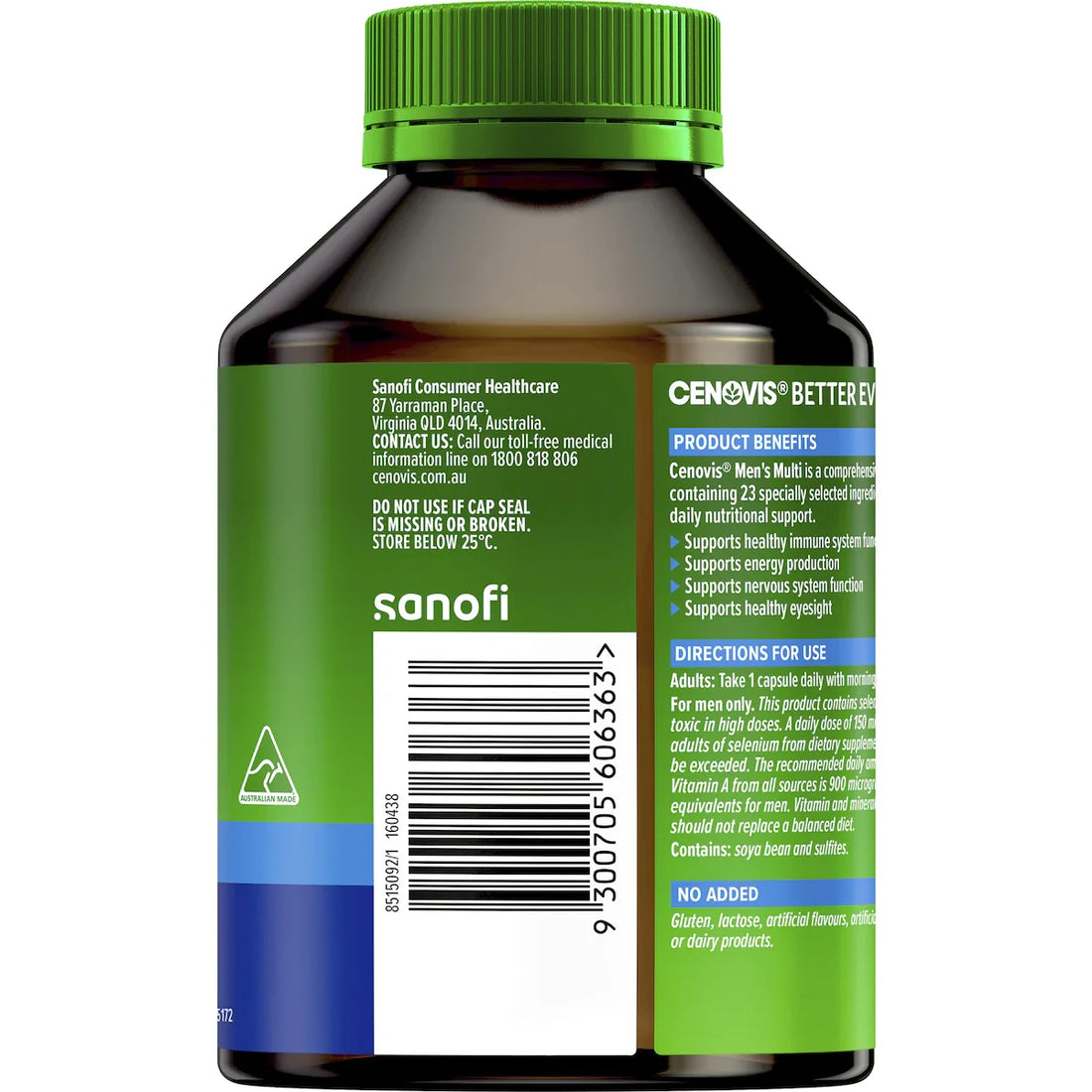 Cenovis Men’s Once Daily Multivitamin Capsules 100 Pack — daily men’s health supplement supporting energy, immunity, and wellbeing.