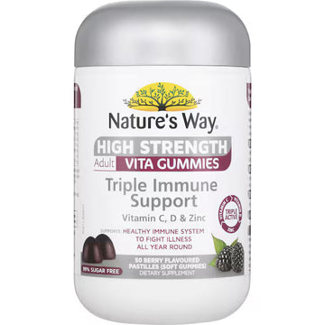 Nature's Way Adult Vita Gummies Triple Immune Support Pastilles 50 Pack with Vitamin C, Zinc, and Echinacea for Immune Health Support