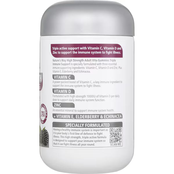 Nature's Way Adult Vita Gummies Triple Immune Support Pastilles 50 Pack with Vitamin C, Zinc, and Echinacea for Immune Health Support