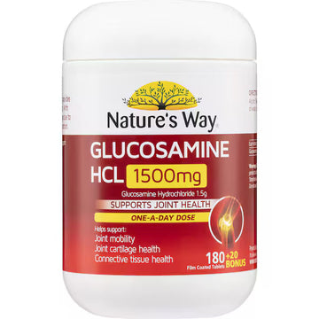 Nature’s Way Glucosamine 1500mg Tablets 180 Pack – Joint Support Supplement Bottle with High-Strength Glucosamine Sulfate for Mobility and Cartilage Health.